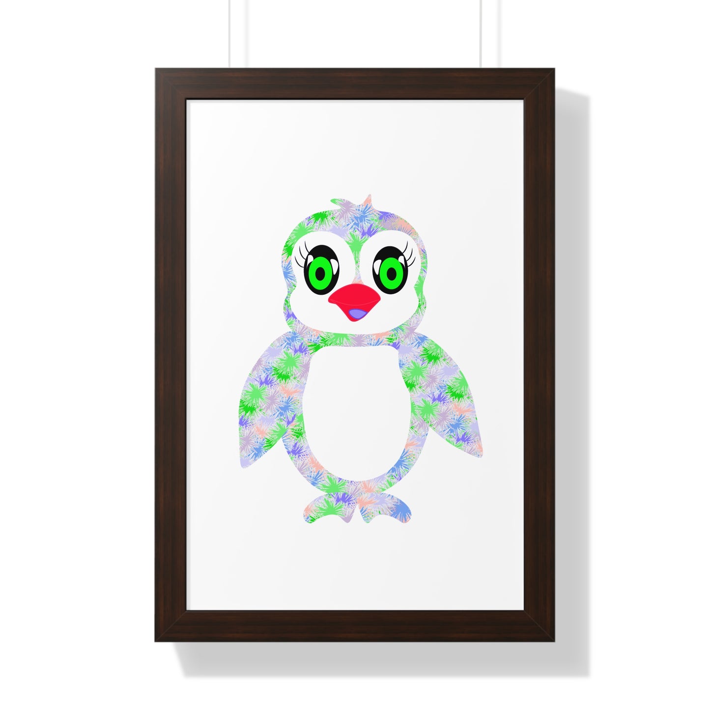 The Penguinies Green & Purple Art Framed Vertical Poster