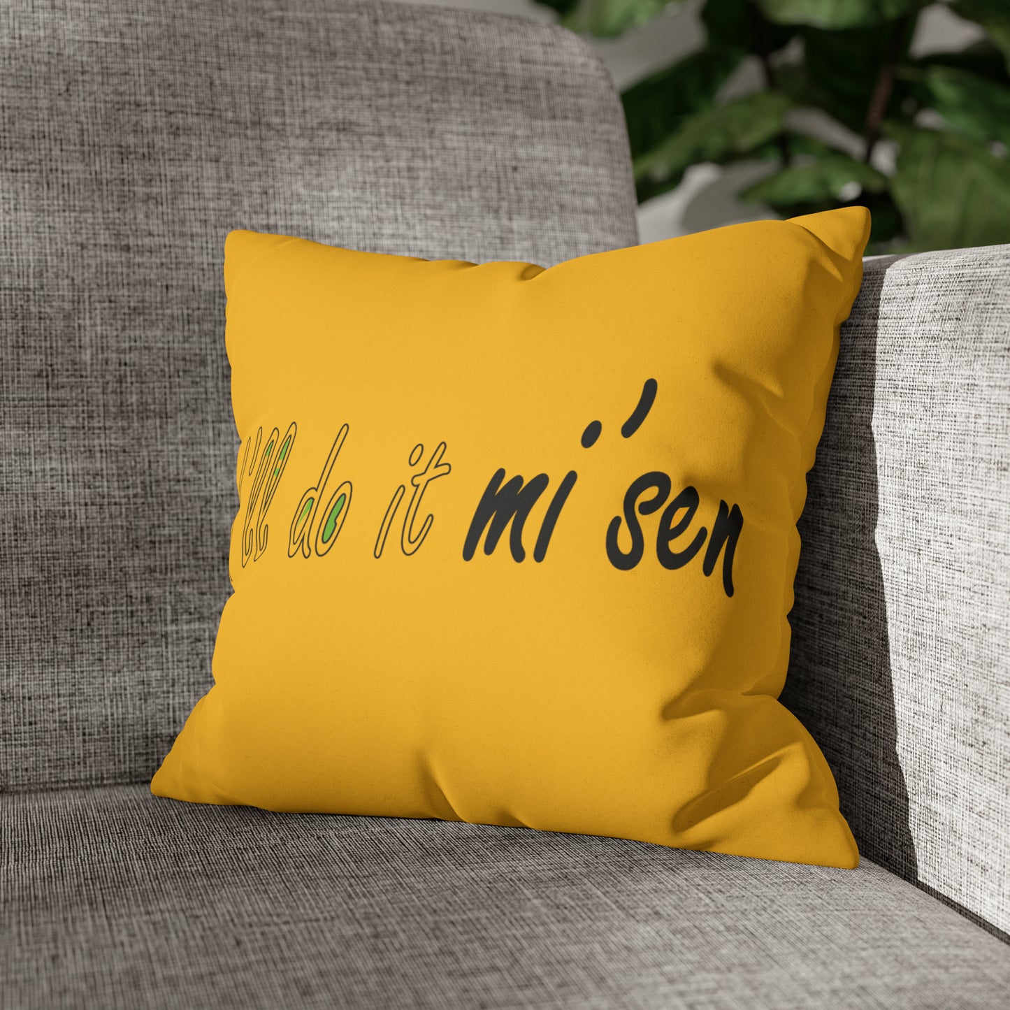 I'll open em mi' sen Sheffield Dialect, Typography Yellow Faux Suede Square Pillow Case