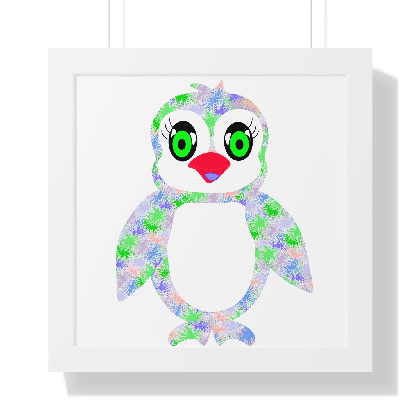 The Penguinies Green & Purple Art Framed Vertical Poster