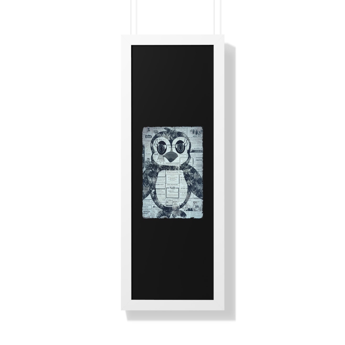 The Penguinie Newspaper Art Black & White Framed Vertical Poster