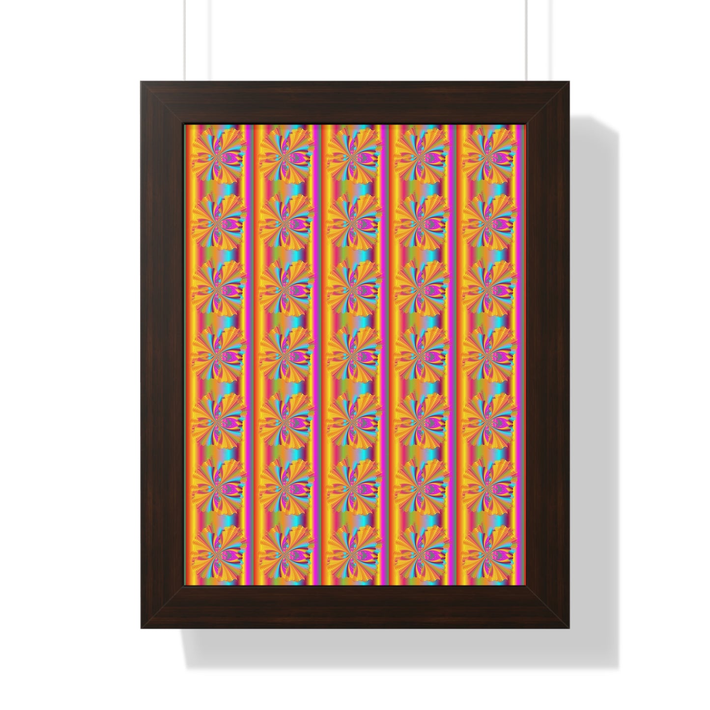 Digital Spiral Rainbow Pattern Colours Art Framed Vertical Poster
