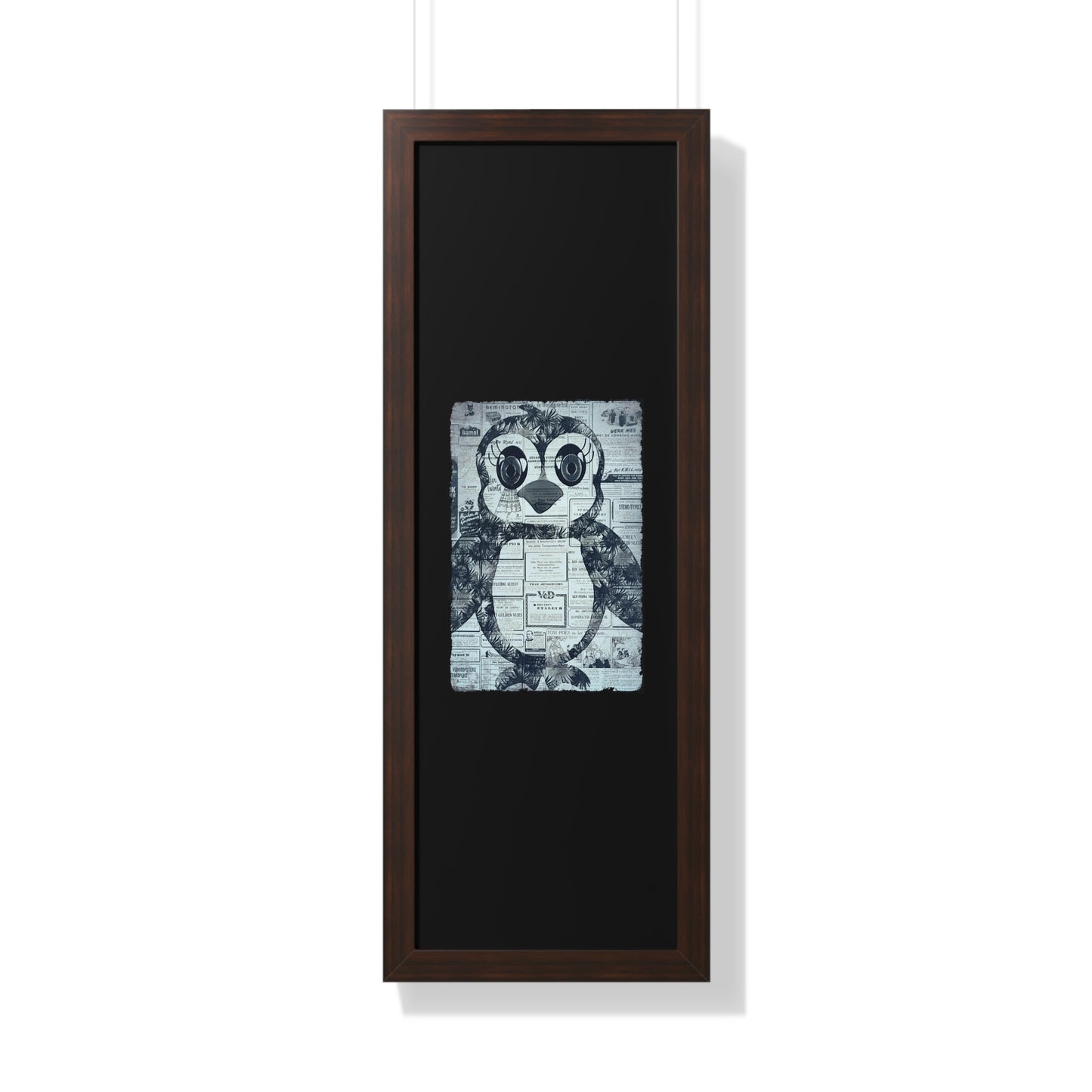 The Penguinie Newspaper Art Black & White Framed Vertical Poster