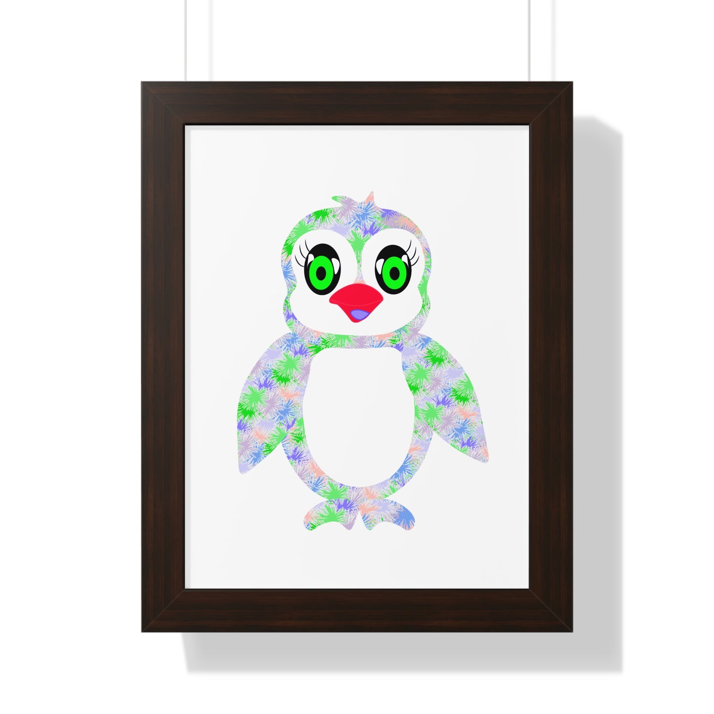 The Penguinies Green & Purple Art Framed Vertical Poster