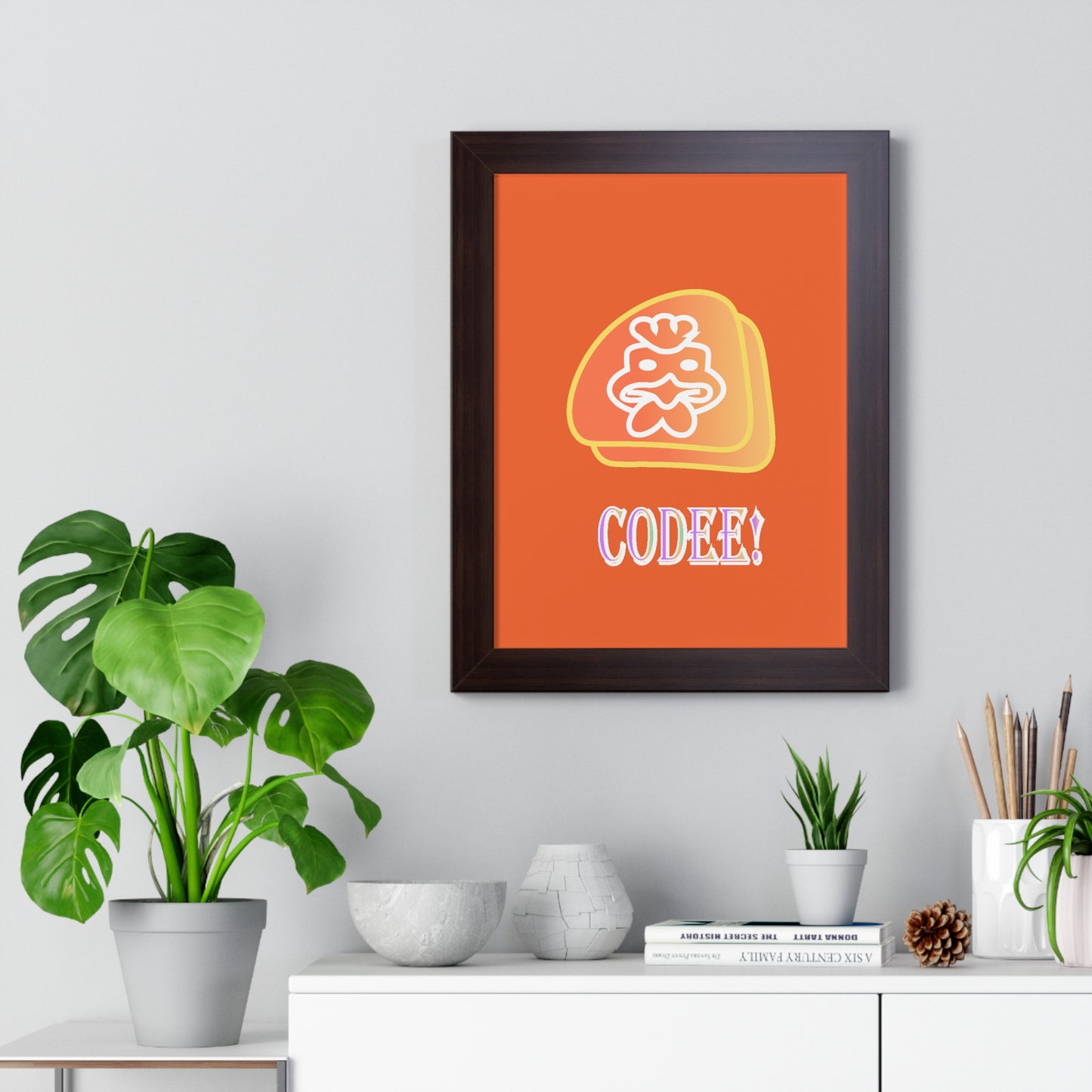 Cockerill Codee! Digital Art Orange Framed Vertical Poster