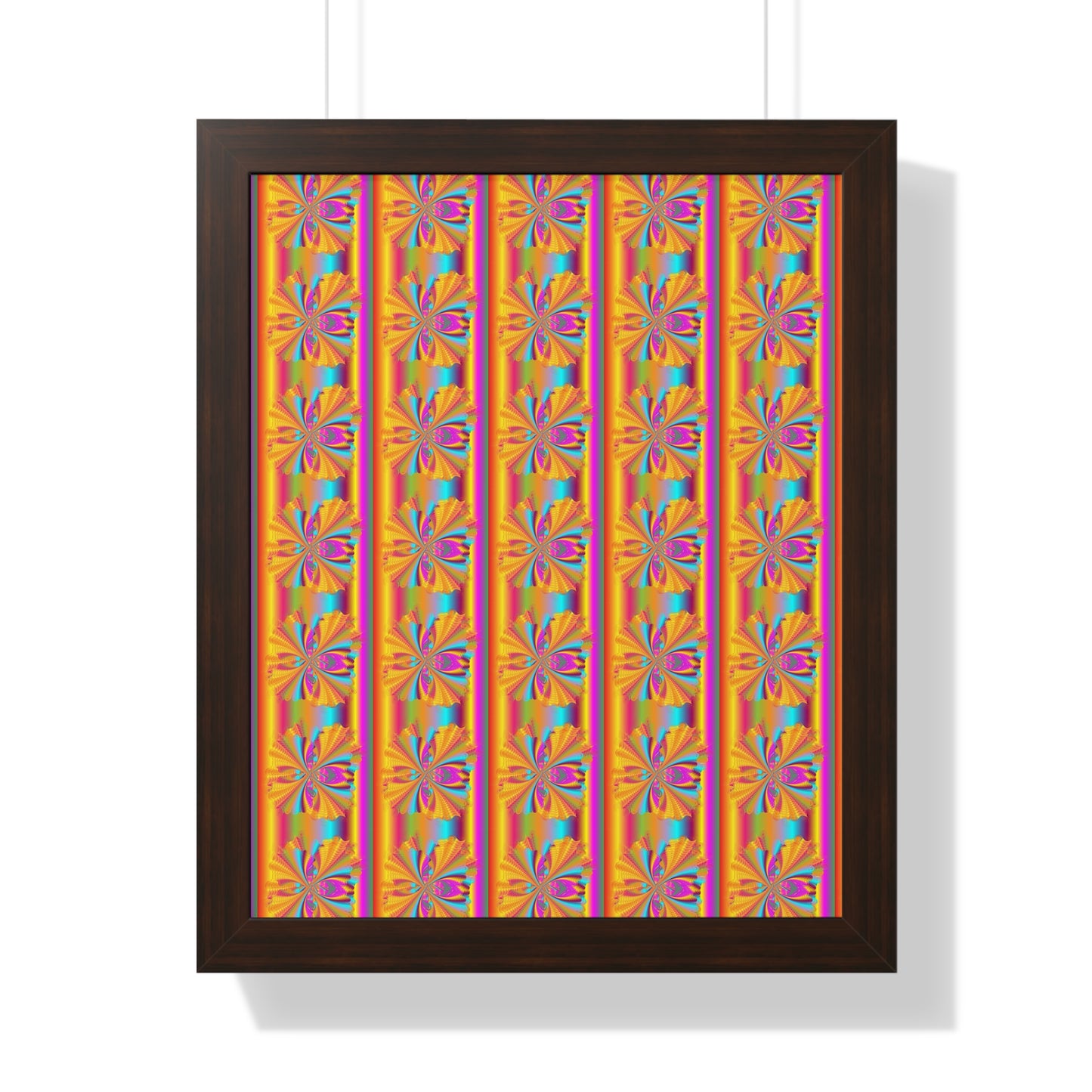 Digital Spiral Rainbow Pattern Colours Art Framed Vertical Poster