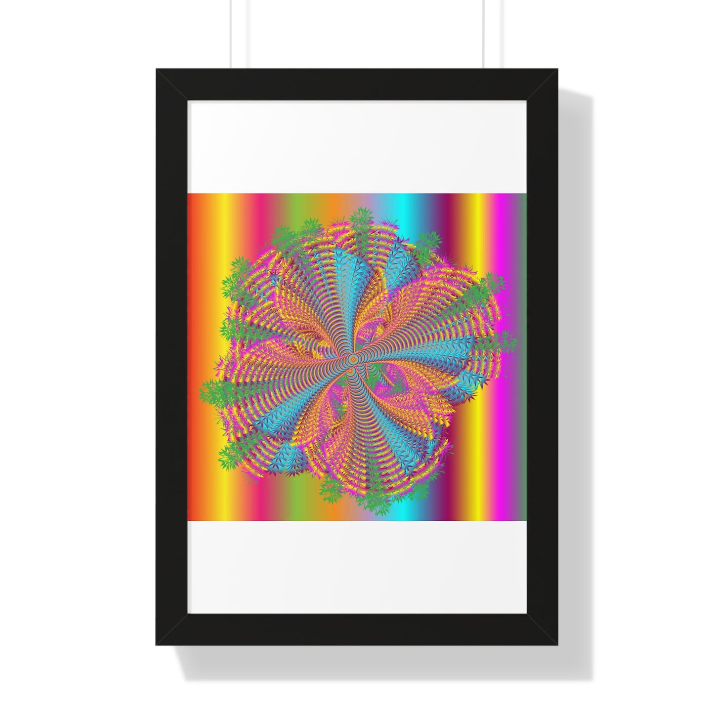 Digital Spiral Rainbow Colours Art Framed Vertical Poster
