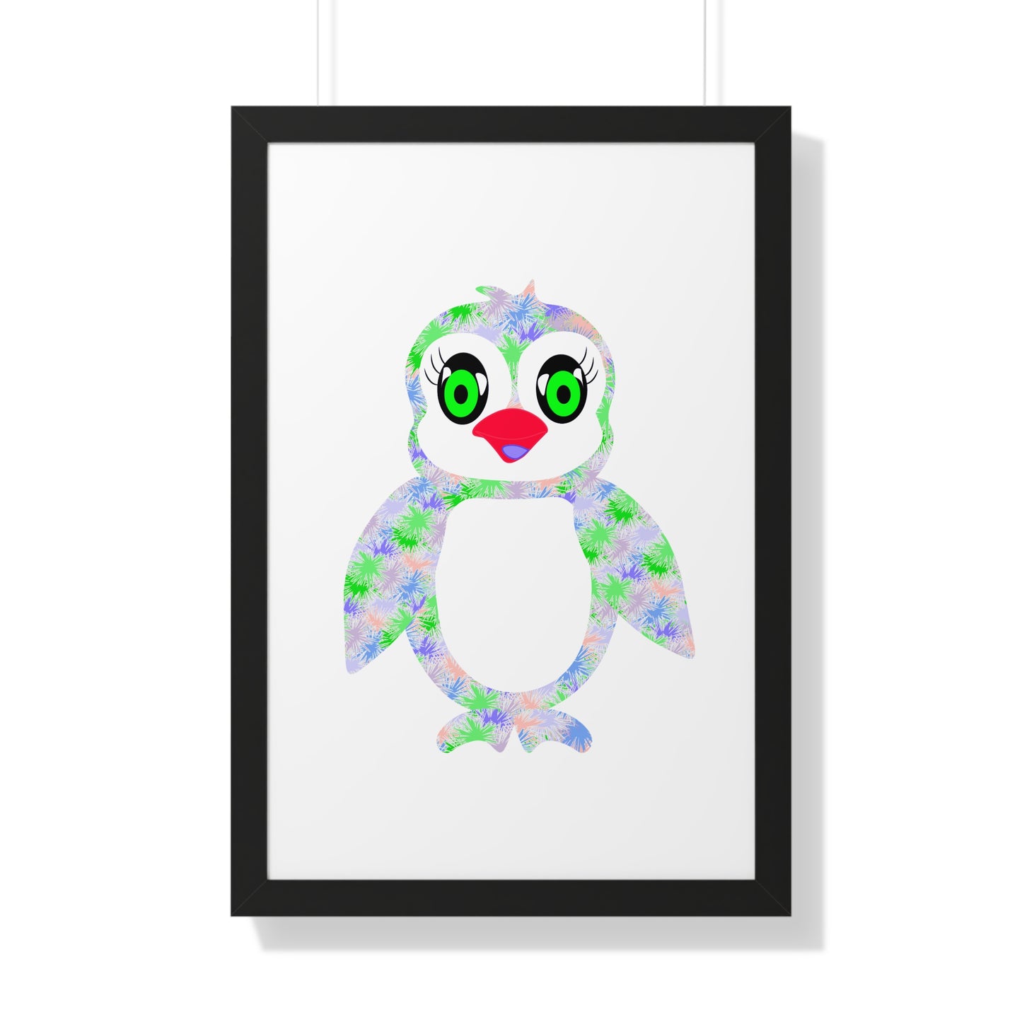 The Penguinies Green & Purple Art Framed Vertical Poster