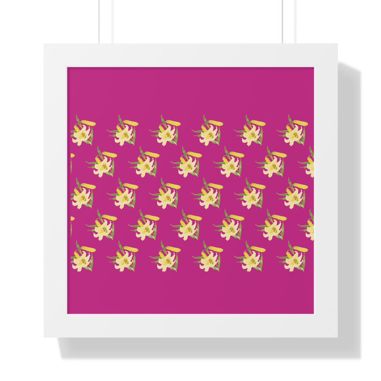 Daffodil Pattern Art Pink Framed Vertical Poster