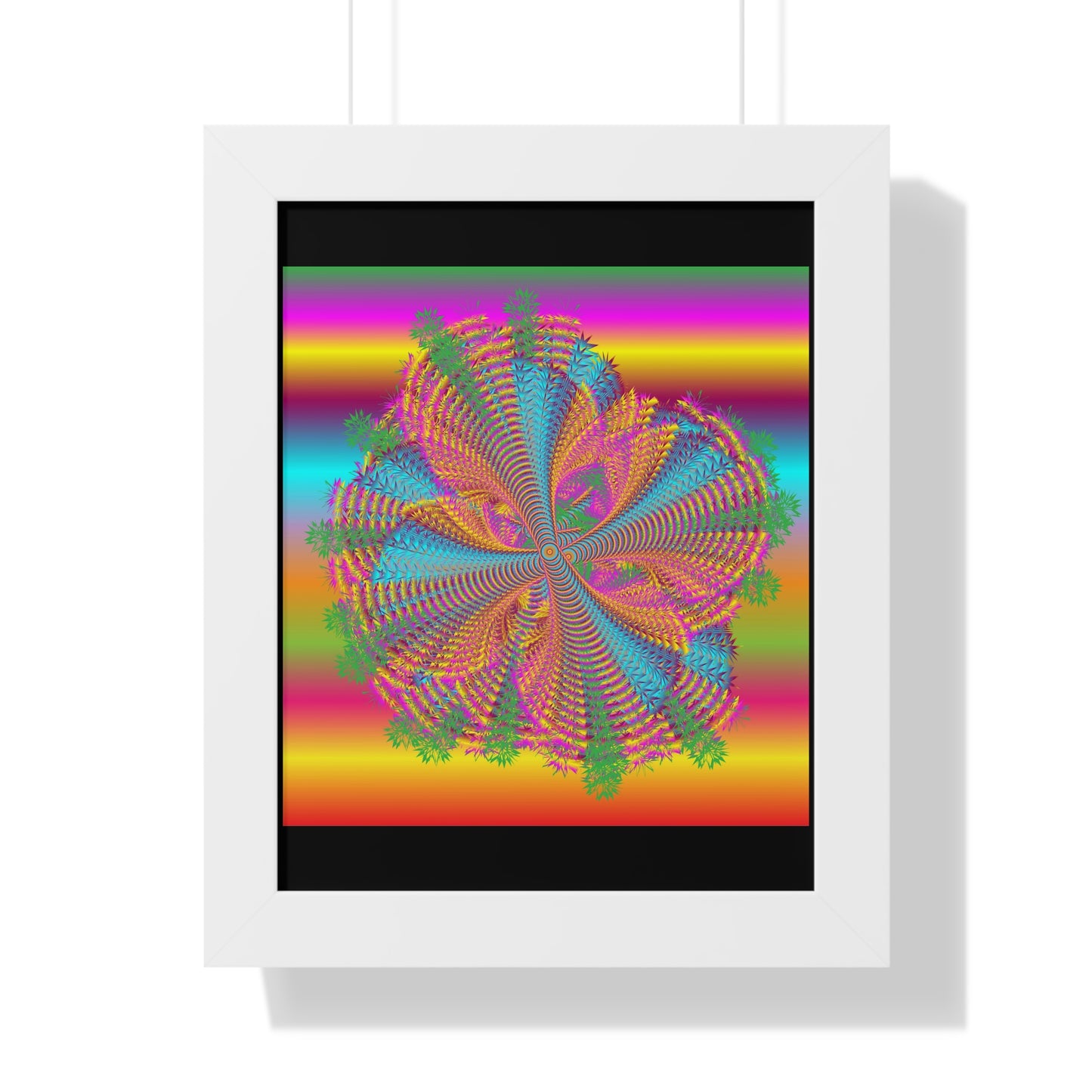 Digital Spiral Rainbow Colours Art Framed Vertical Poster