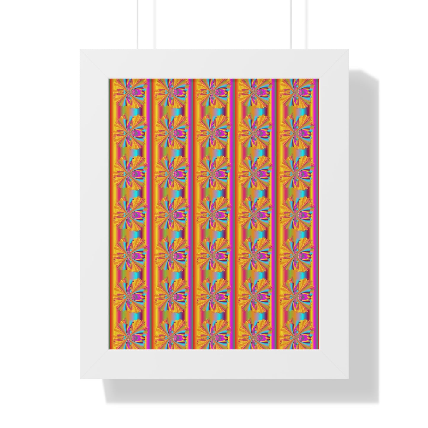 Digital Spiral Rainbow Pattern Colours Art Framed Vertical Poster
