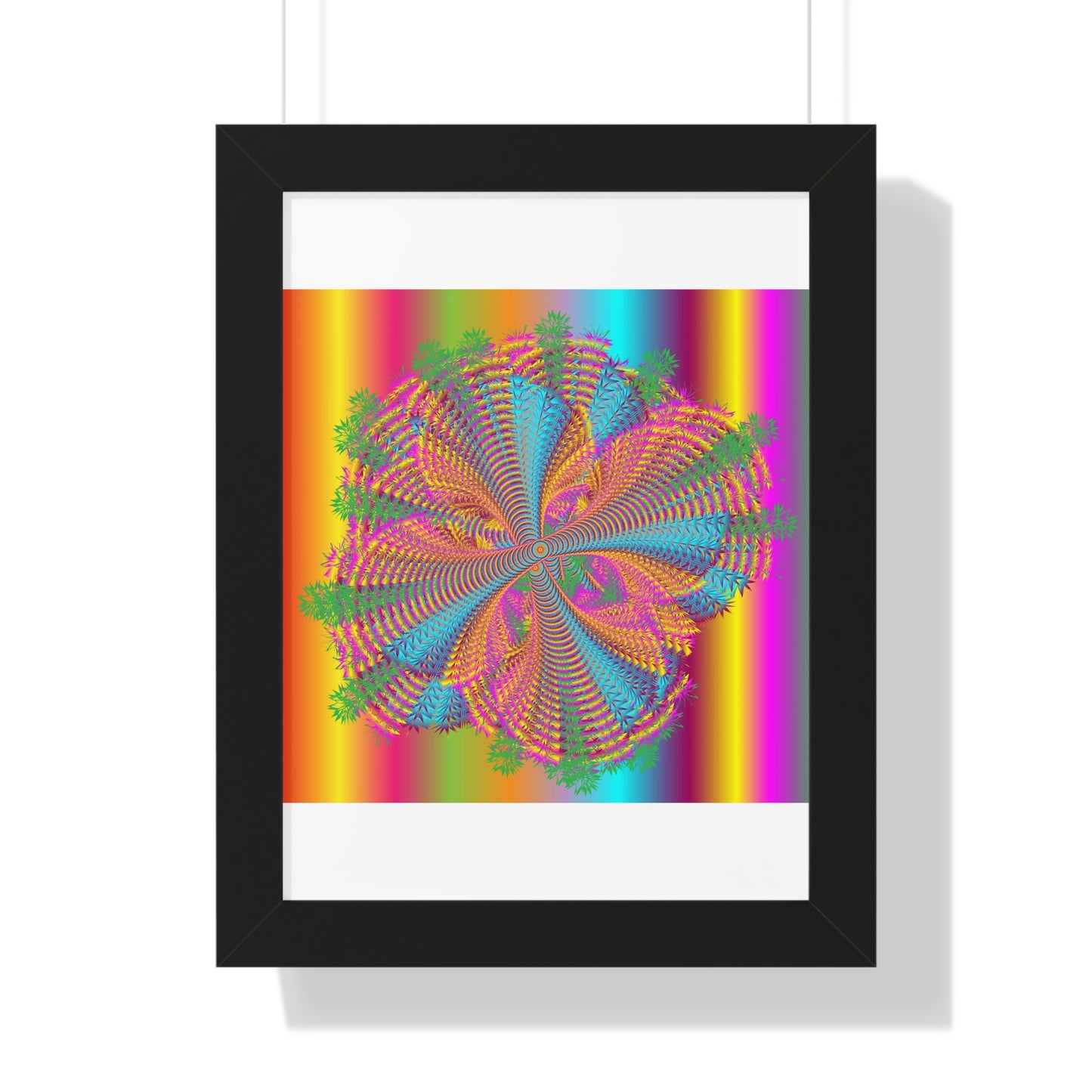 Digital Spiral Rainbow Colours Art Framed Vertical Poster