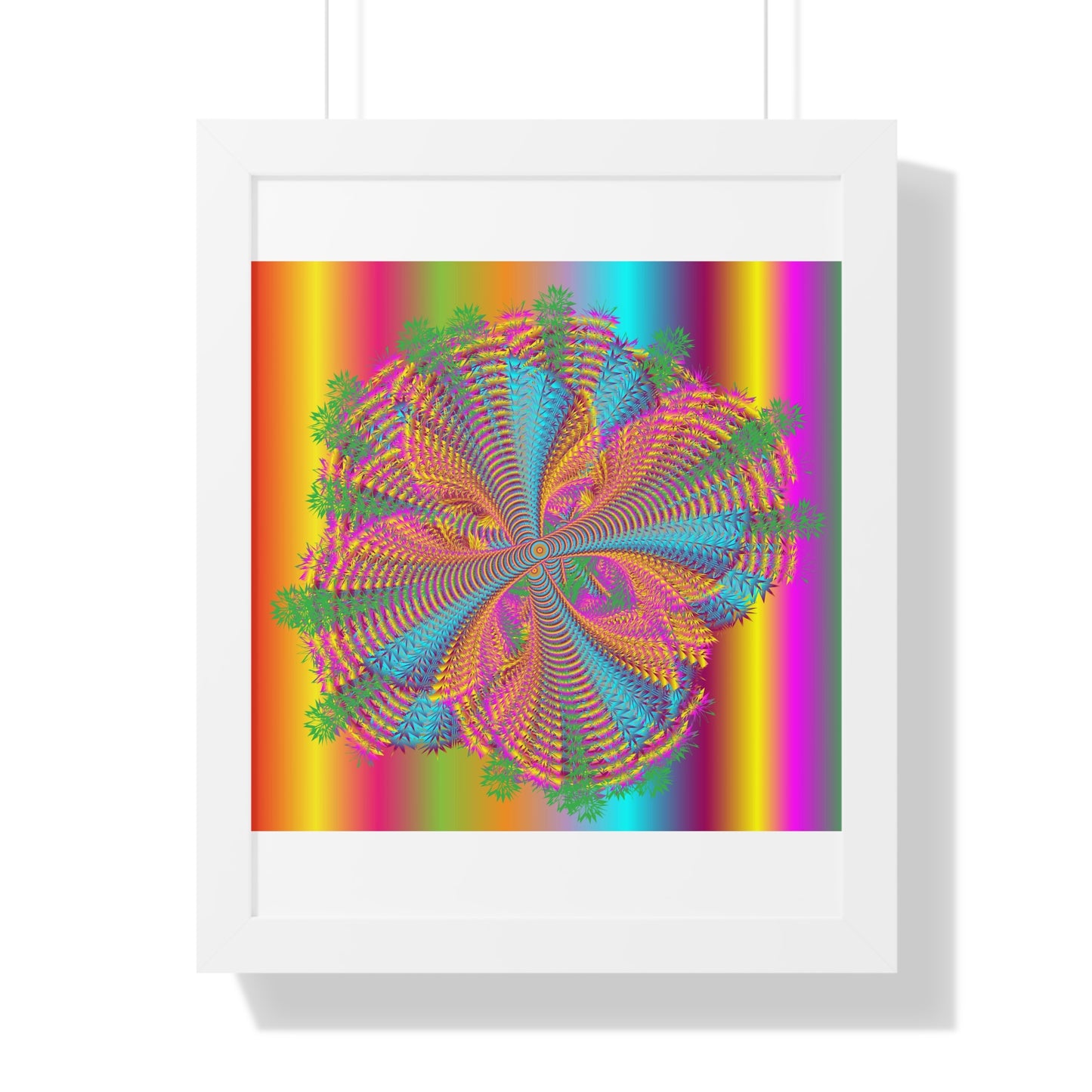 Digital Spiral Rainbow Colours Art Framed Vertical Poster