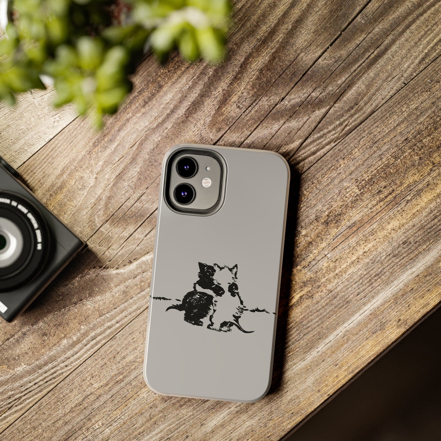 Kissing Cats Black & White Art Tough Phone Cases