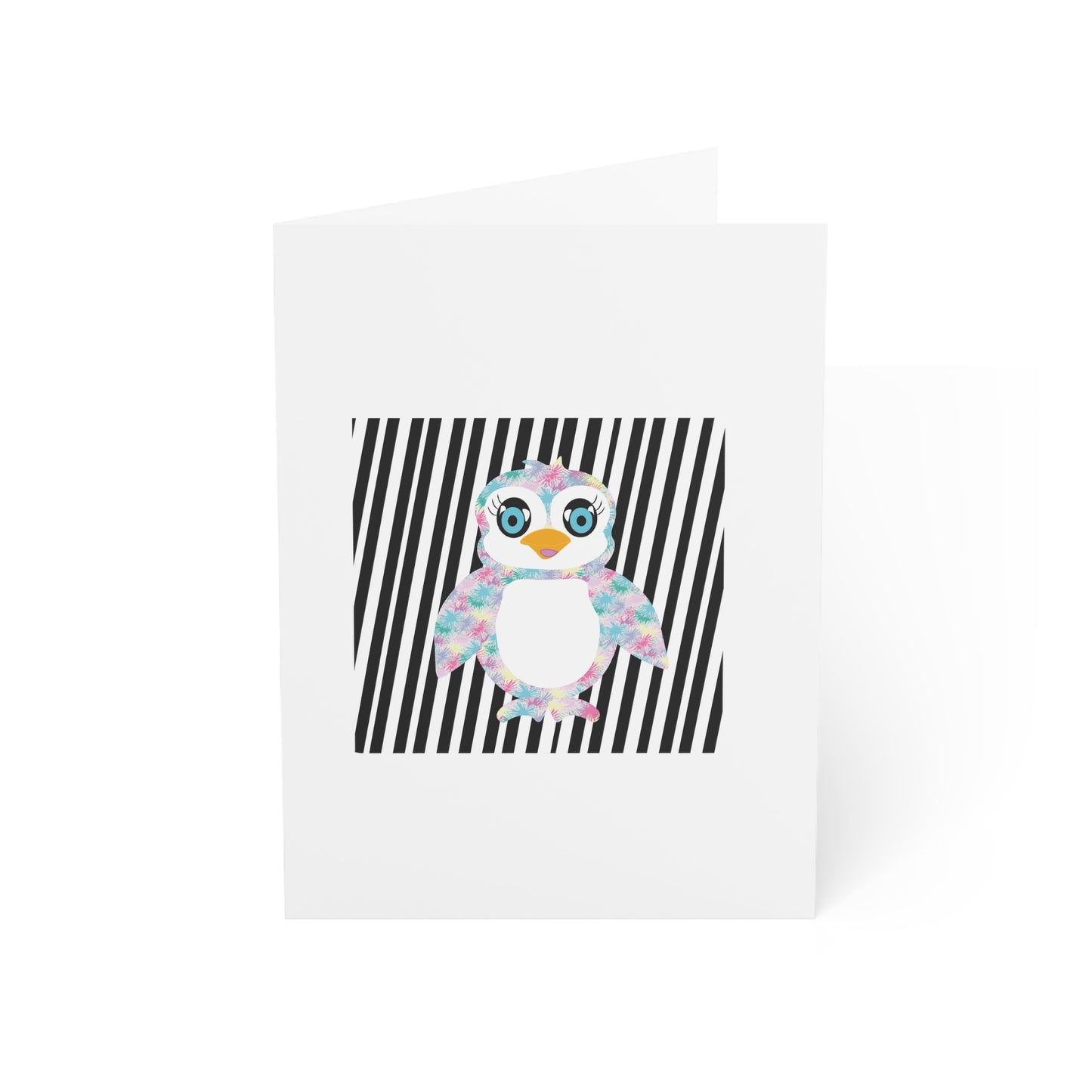 The Penguinies Black & White Stripes Greeting Cards (1, 10, 30, and 50pcs)