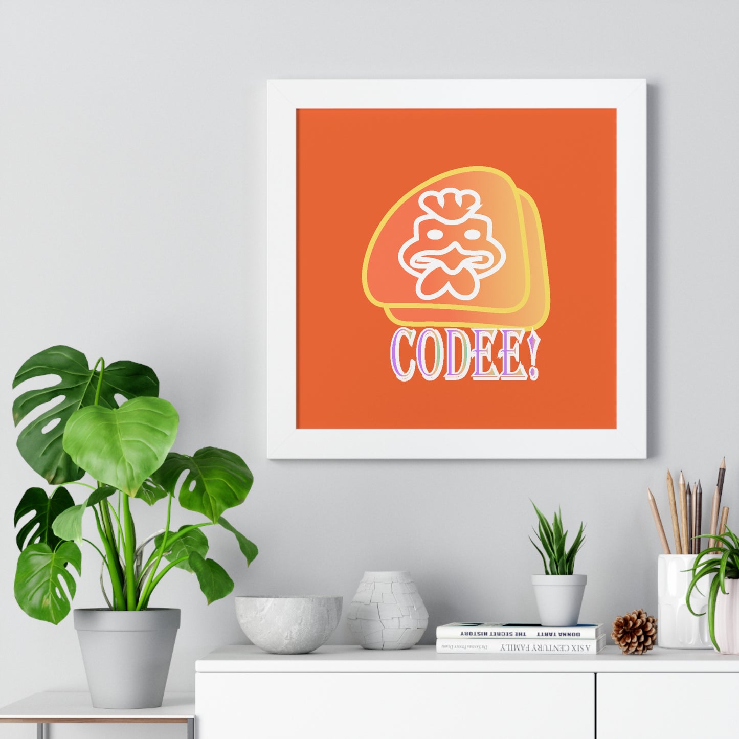 Cockerill Codee! Digital Art Orange Framed Vertical Poster