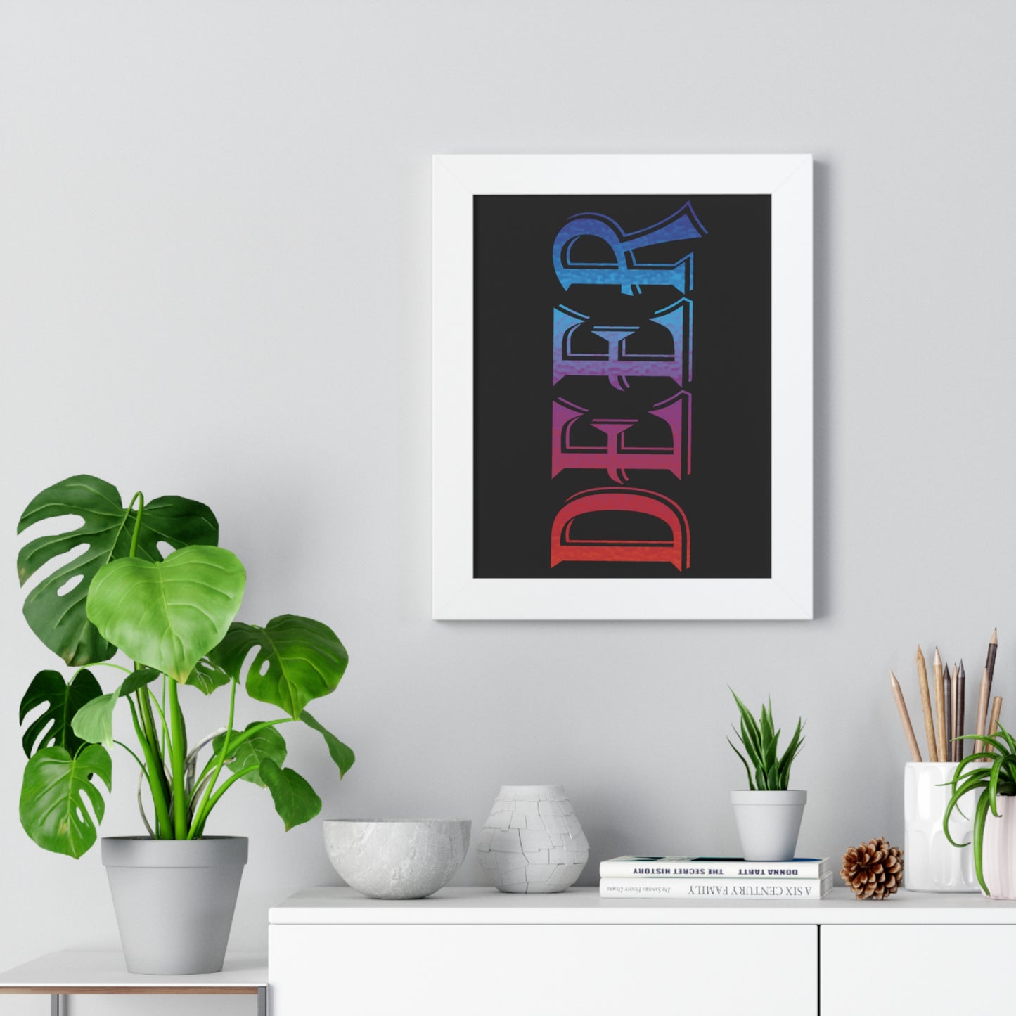 Deer Multi-Coloured Typography Framed Vertical Poster