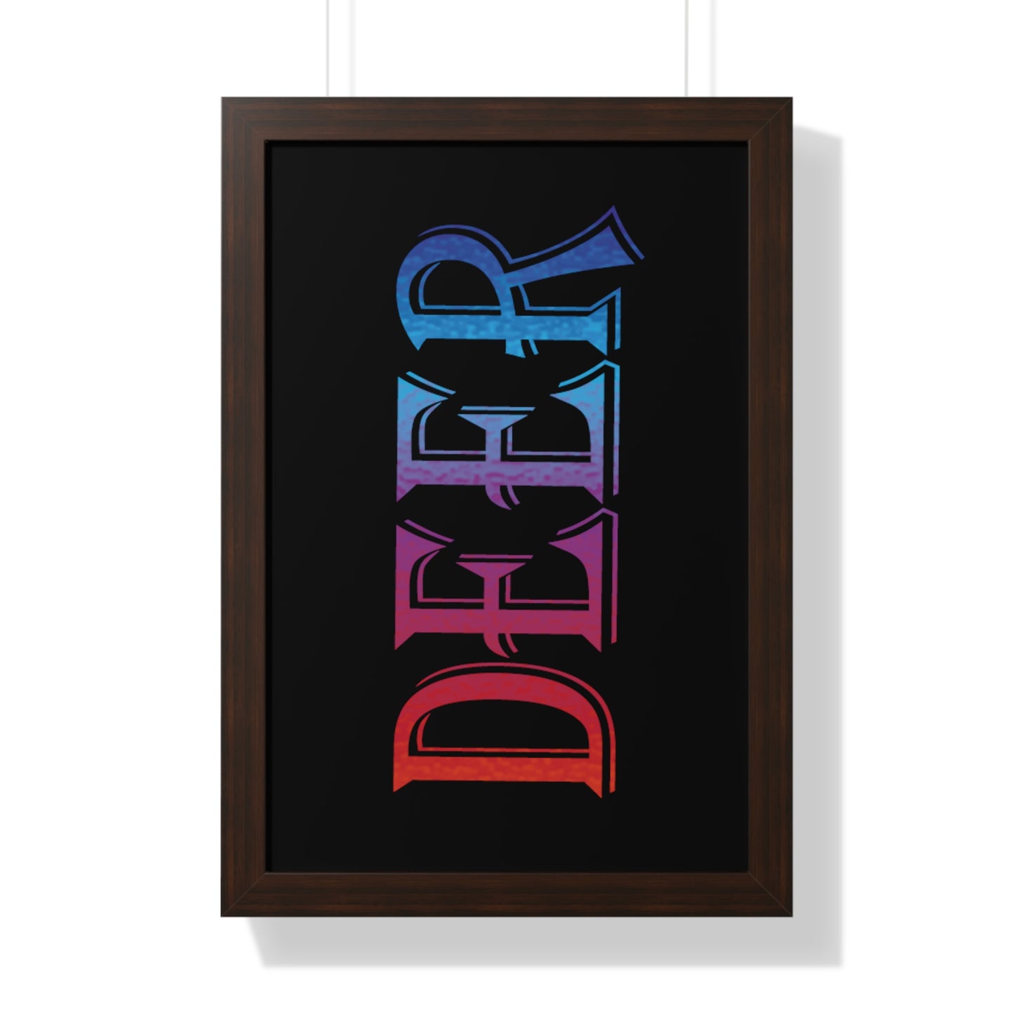 Deer Multi-Coloured Typography Framed Vertical Poster