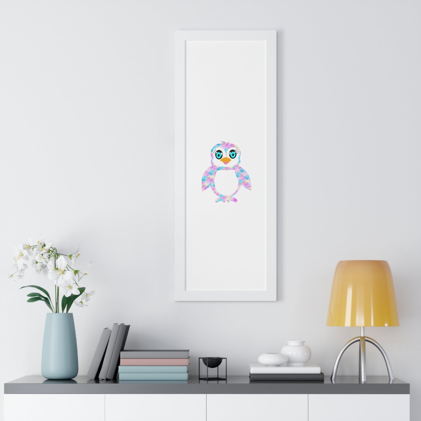 The Penguinies Art Pink Framed Vertical Poster