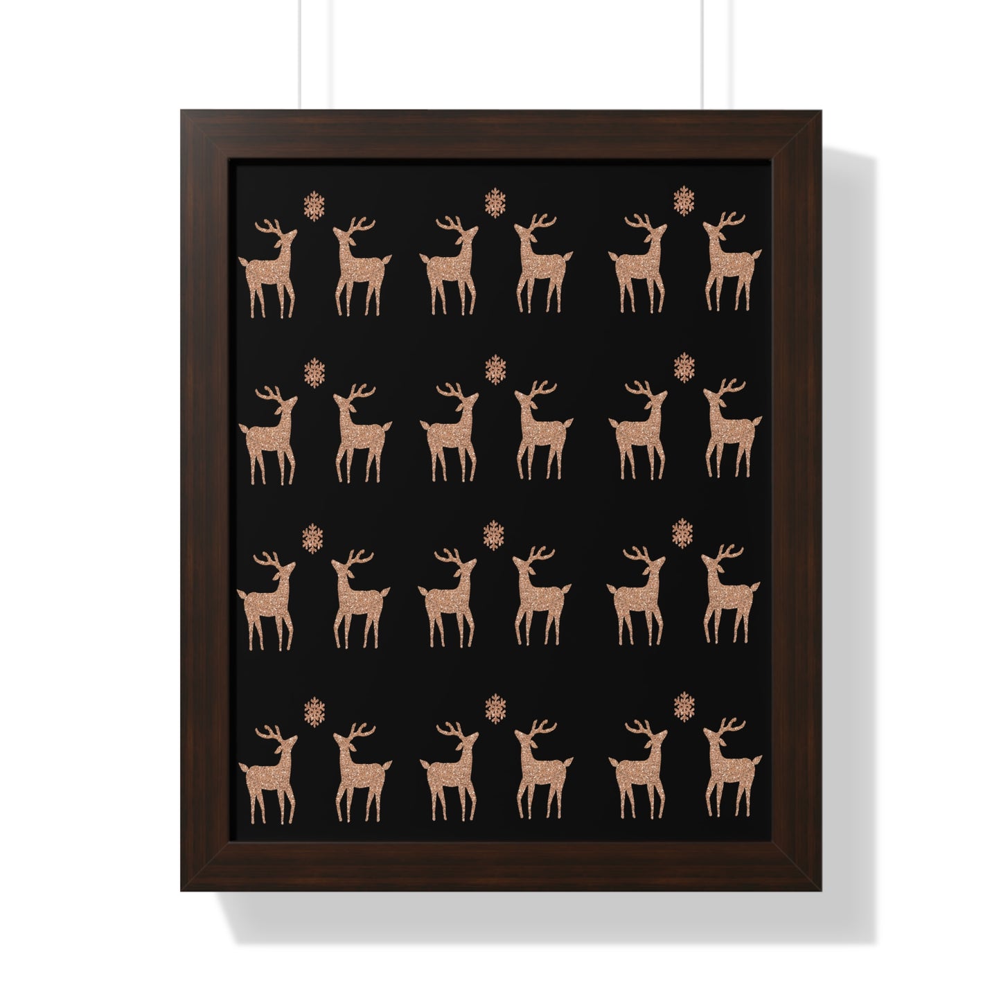 Deer Gold Pattern Framed Vertical Poster
