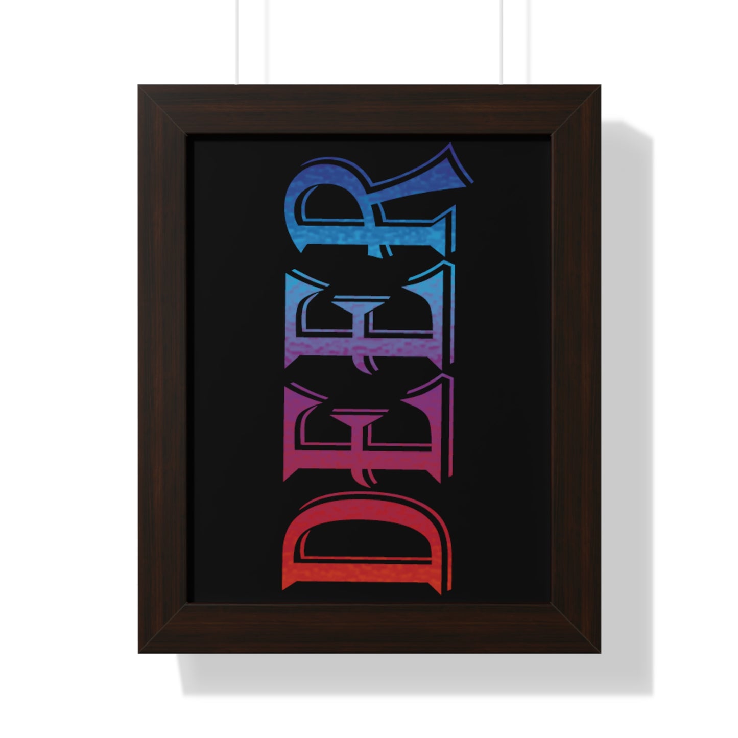 Deer Multi-Coloured Typography Framed Vertical Poster