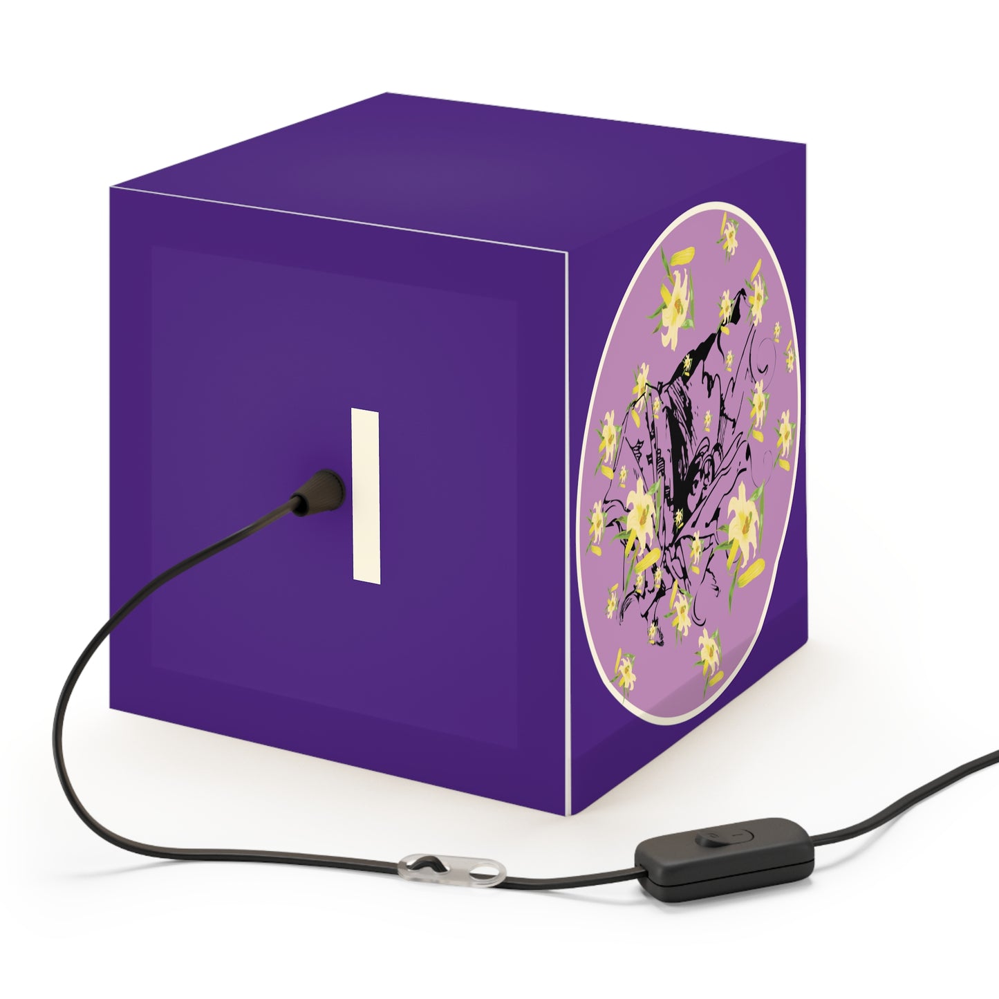 Daffodil Woman Art Purple Light Cube Lamp