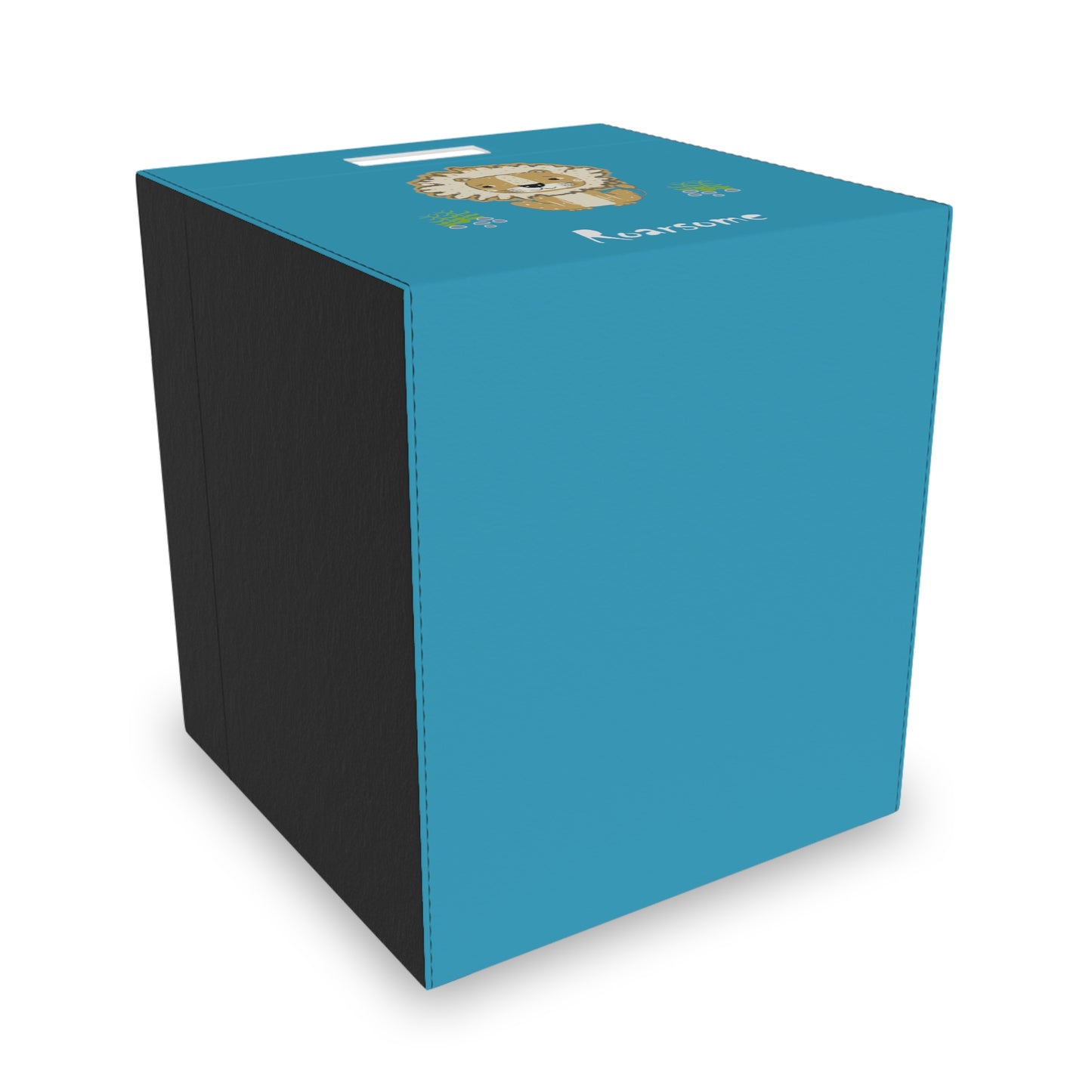 Lion Roarsome Illustration Turquoise, White text Felt Storage Box