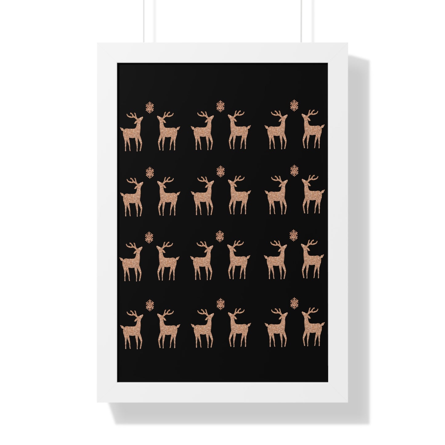 Deer Gold Pattern Framed Vertical Poster