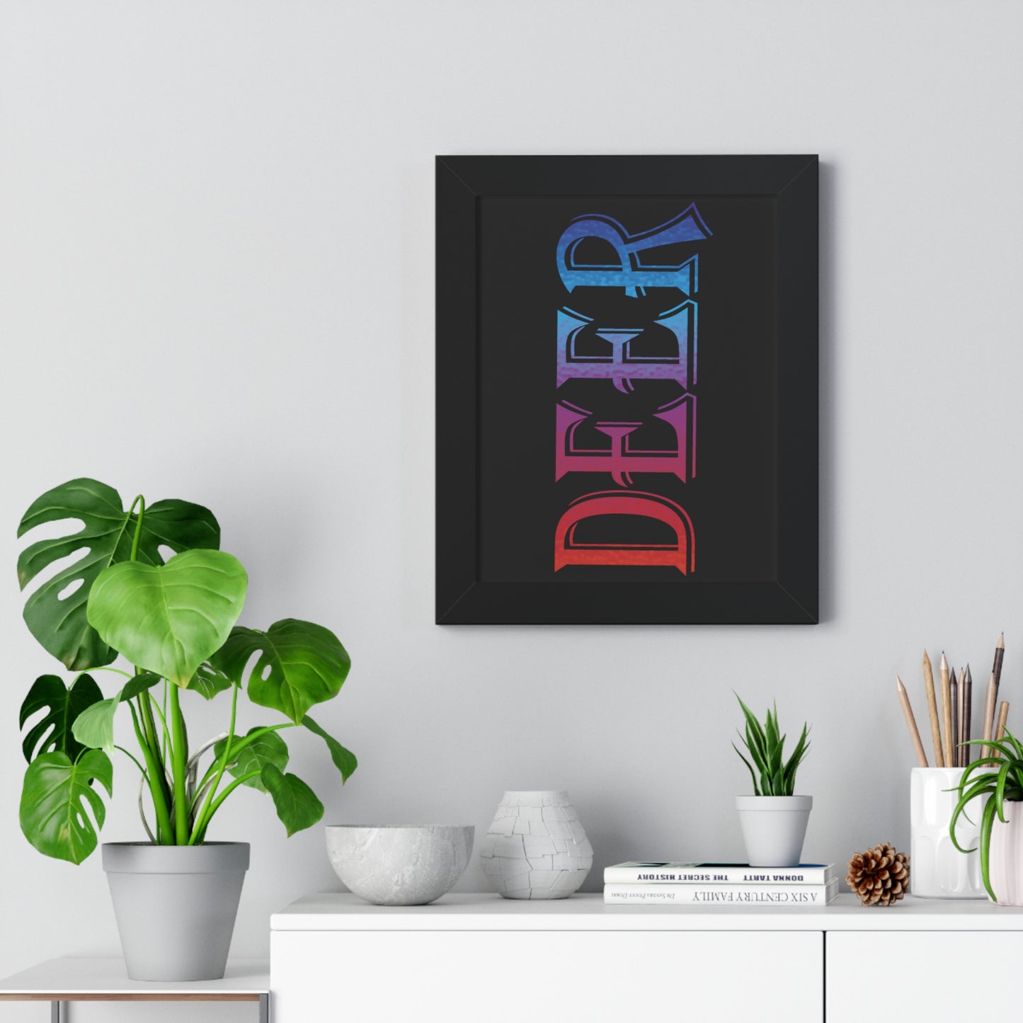 Deer Multi-Coloured Typography Framed Vertical Poster