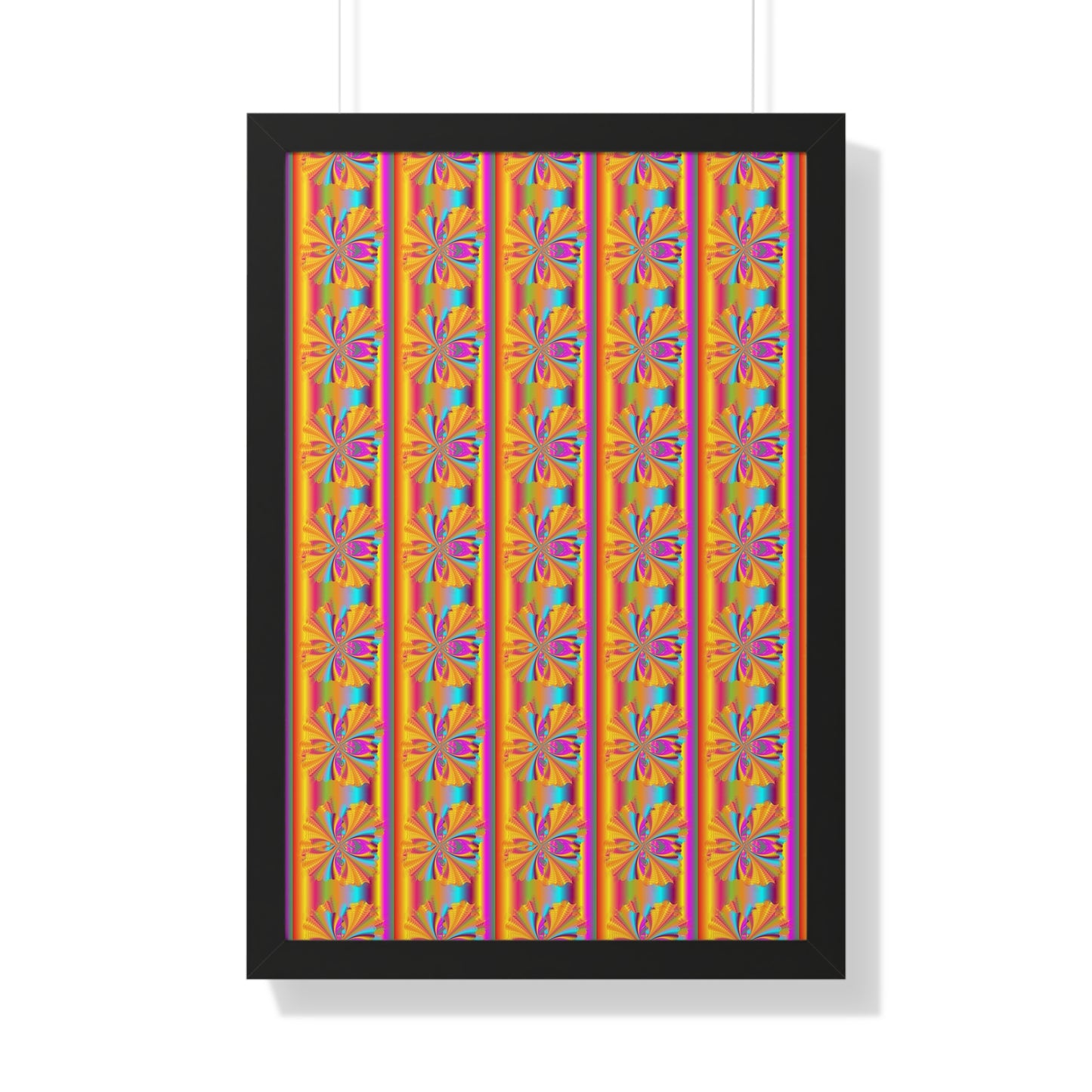 Digital Spiral Rainbow Pattern Colours Art Framed Vertical Poster