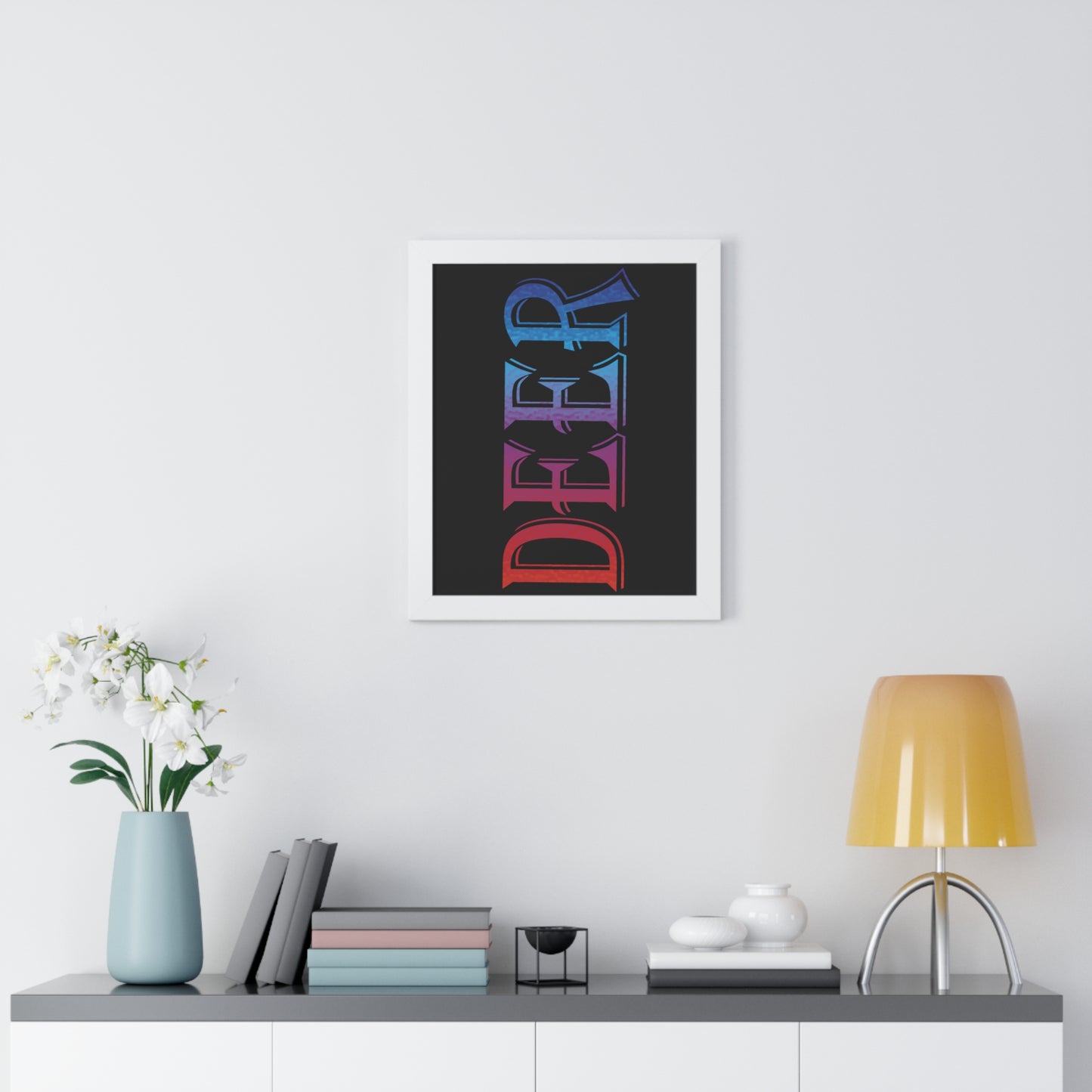 Deer Multi-Coloured Typography Framed Vertical Poster