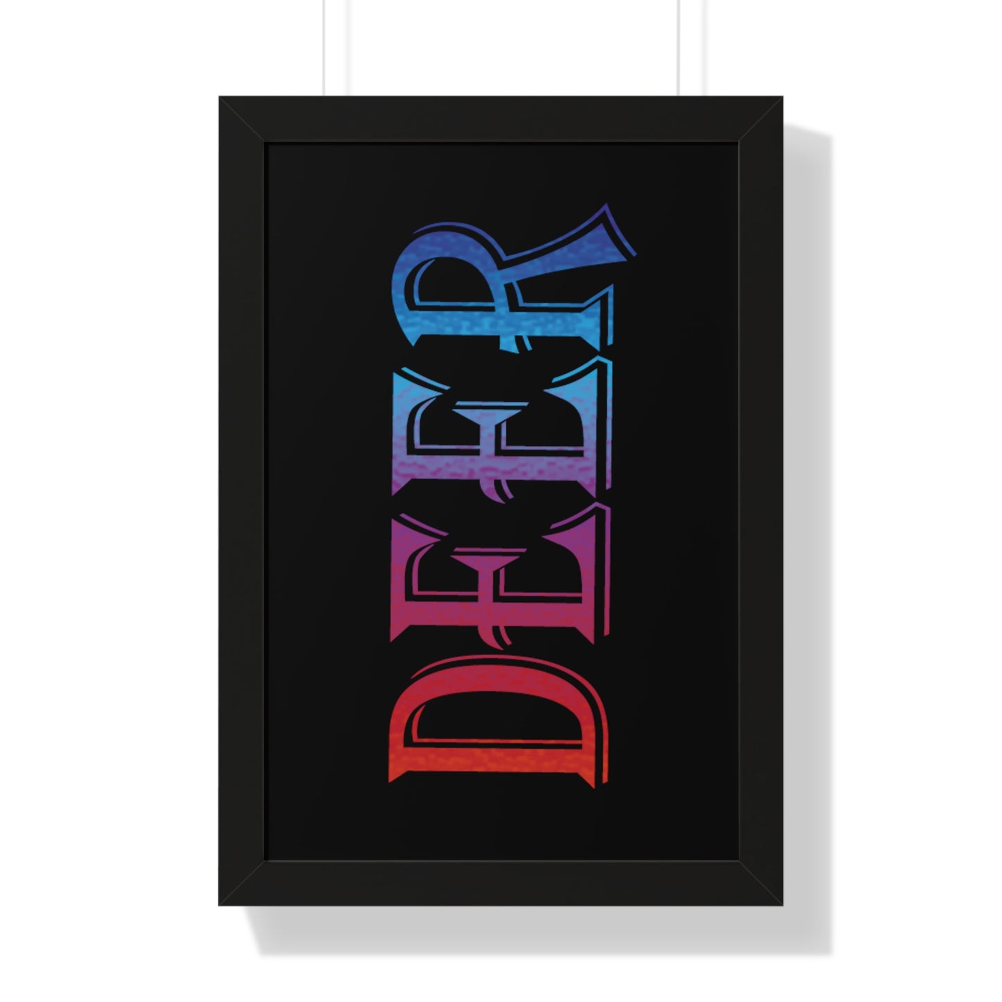Deer Multi-Coloured Typography Framed Vertical Poster