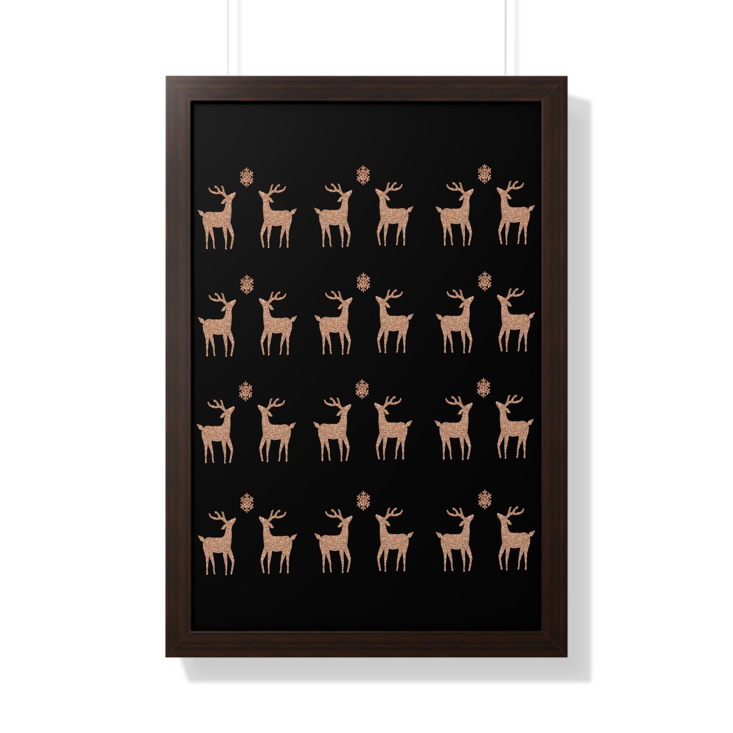 Deer Gold Pattern Framed Vertical Poster