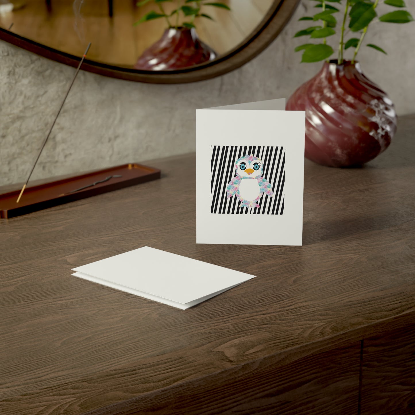 The Penguinies Black & White Stripes Greeting Cards (1, 10, 30, and 50pcs)
