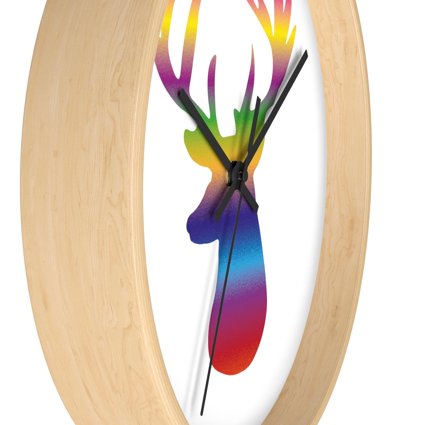 Rainbow Stag Head, Wall Clock