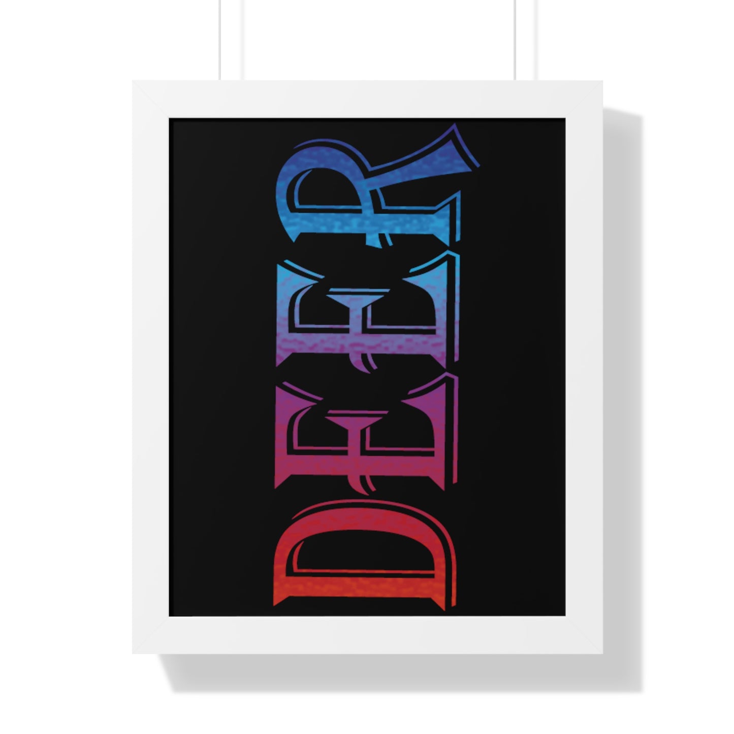 Deer Multi-Coloured Typography Framed Vertical Poster