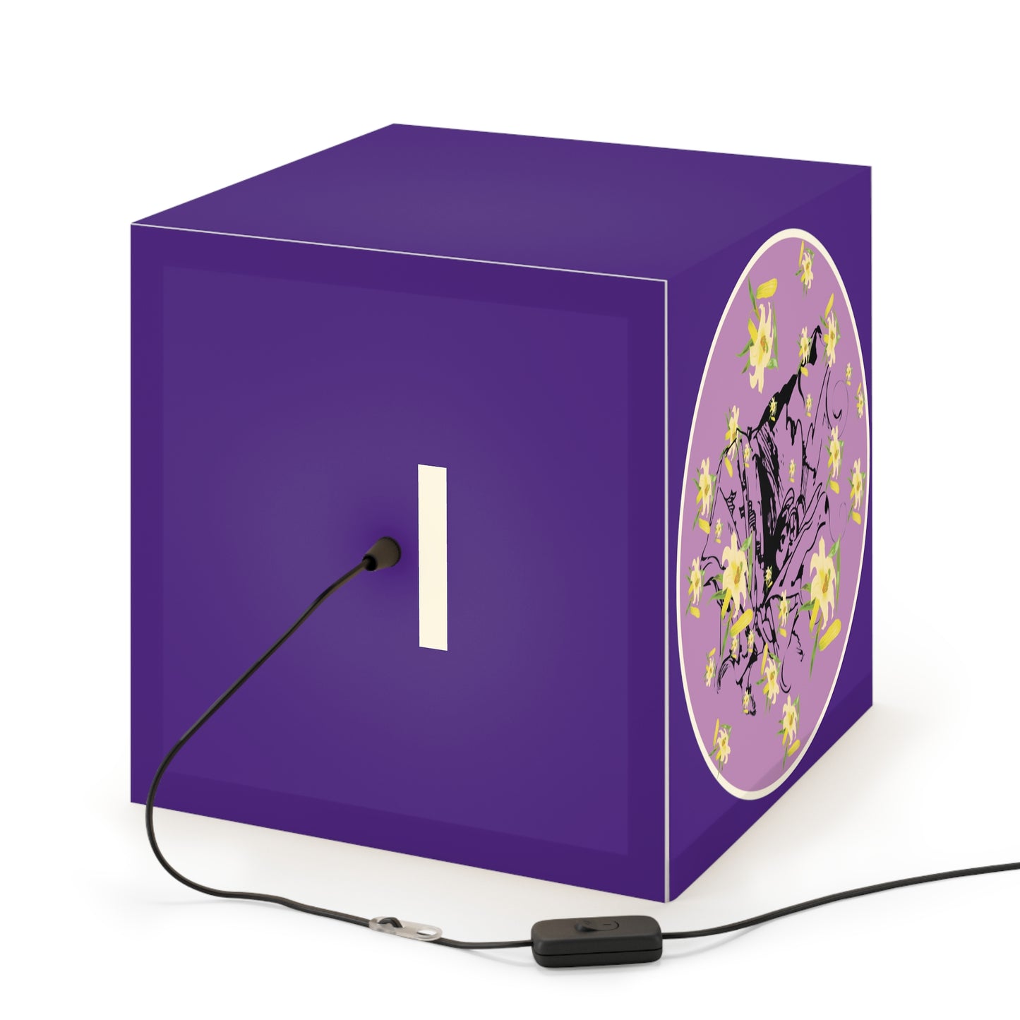 Daffodil Woman Art Purple Light Cube Lamp
