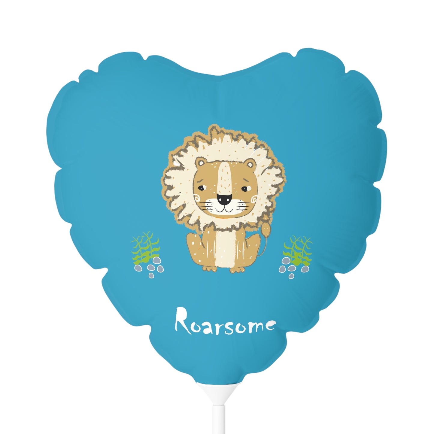 Lion Roarsome Illustration Turquoise Balloon (Round and Heart-shaped), 11"