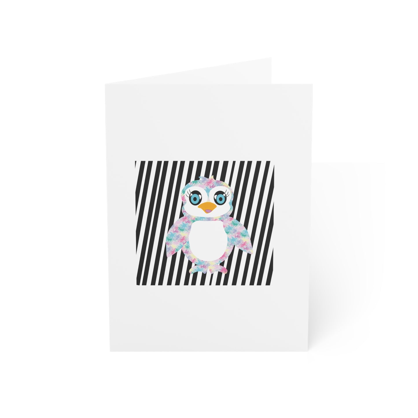 The Penguinies Black & White Stripes Greeting Cards (1, 10, 30, and 50pcs)