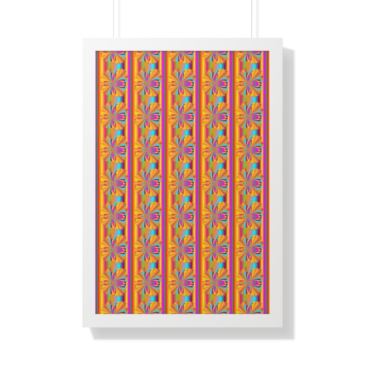 Digital Spiral Rainbow Pattern Colours Art Framed Vertical Poster