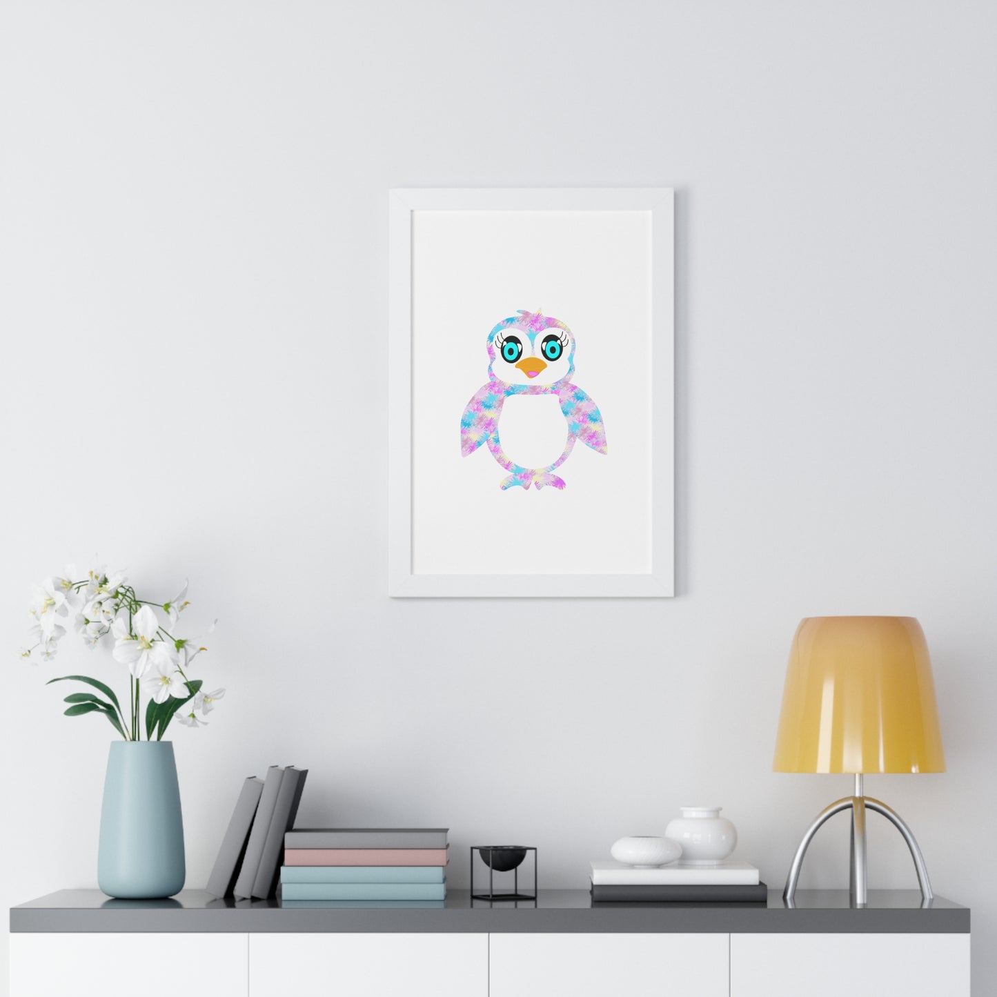 The Penguinies Art Pink Framed Vertical Poster