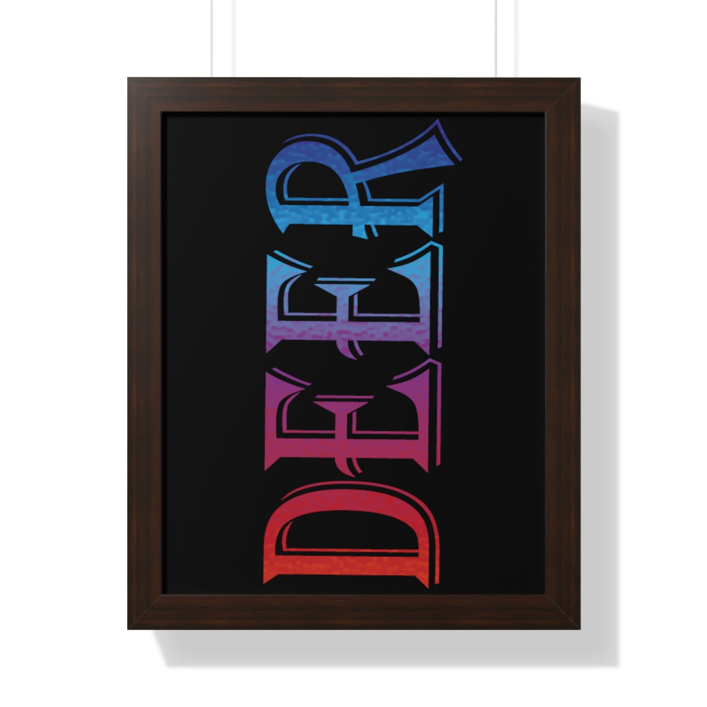 Deer Multi-Coloured Typography Framed Vertical Poster