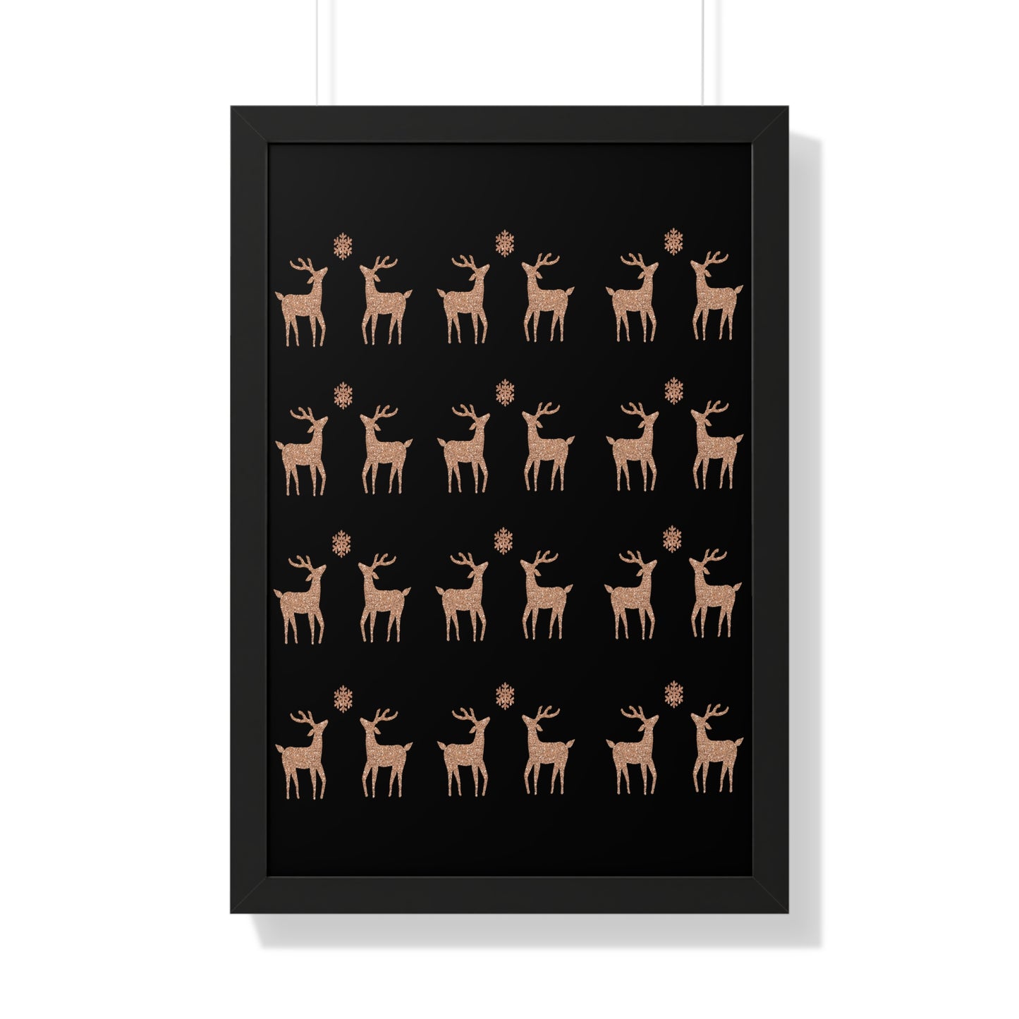 Deer Gold Pattern Framed Vertical Poster