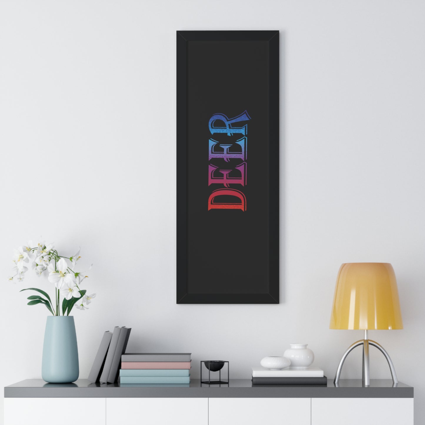 Deer Multi-Coloured Typography Framed Vertical Poster
