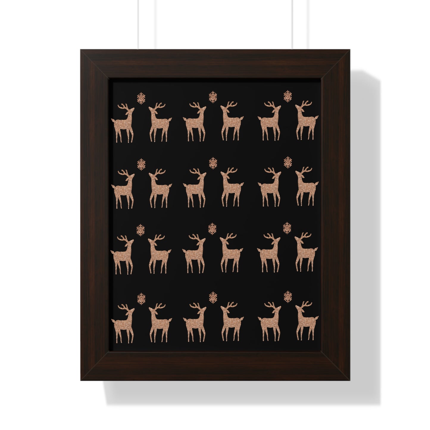 Deer Gold Pattern Framed Vertical Poster