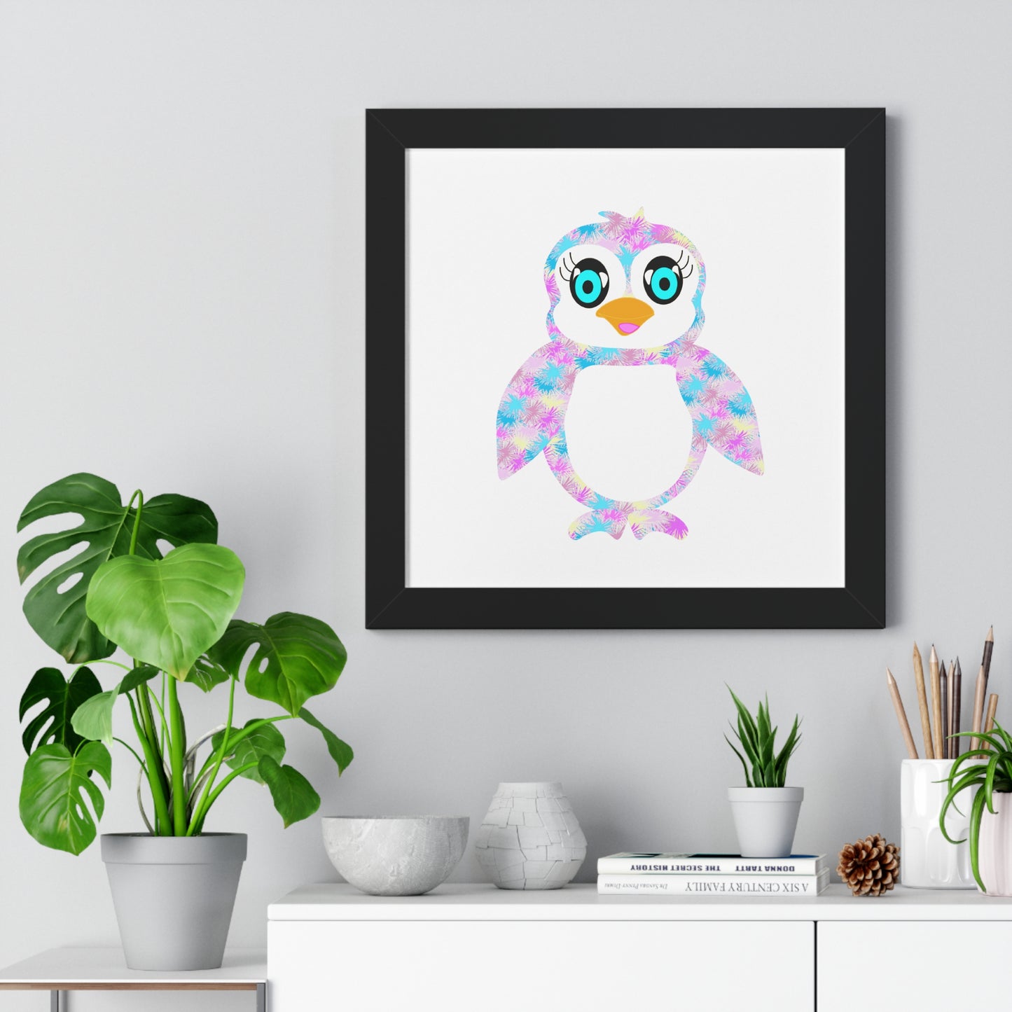 The Penguinies Art Pink Framed Vertical Poster