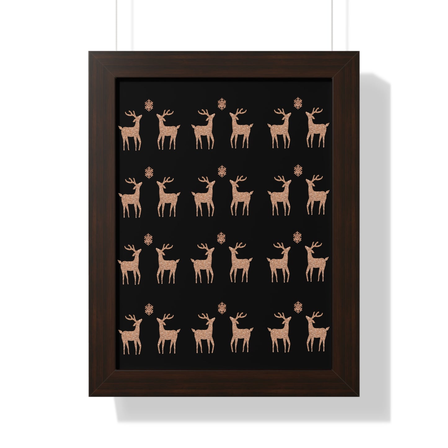 Deer Gold Pattern Framed Vertical Poster