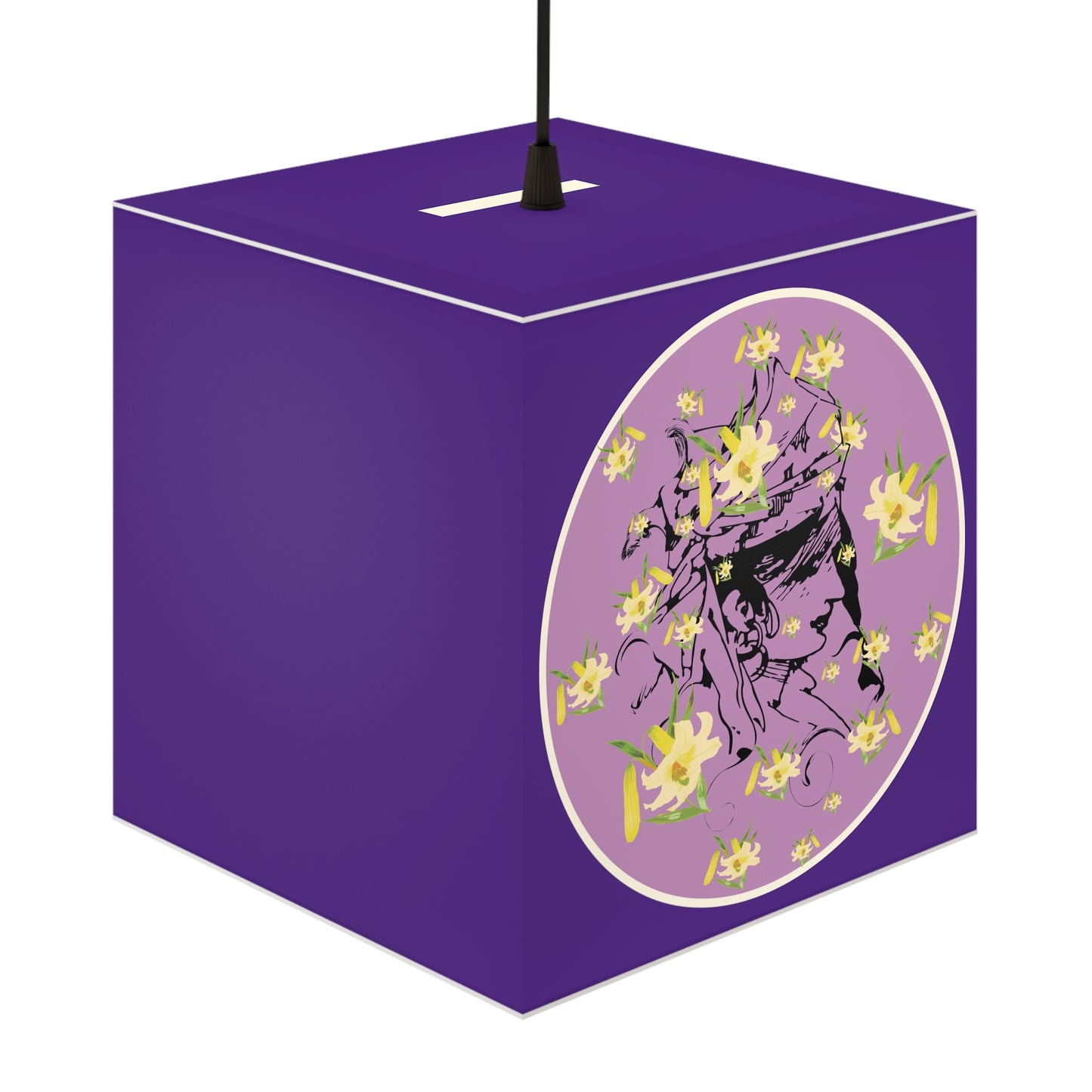 Daffodil Woman Art Purple Light Cube Lamp