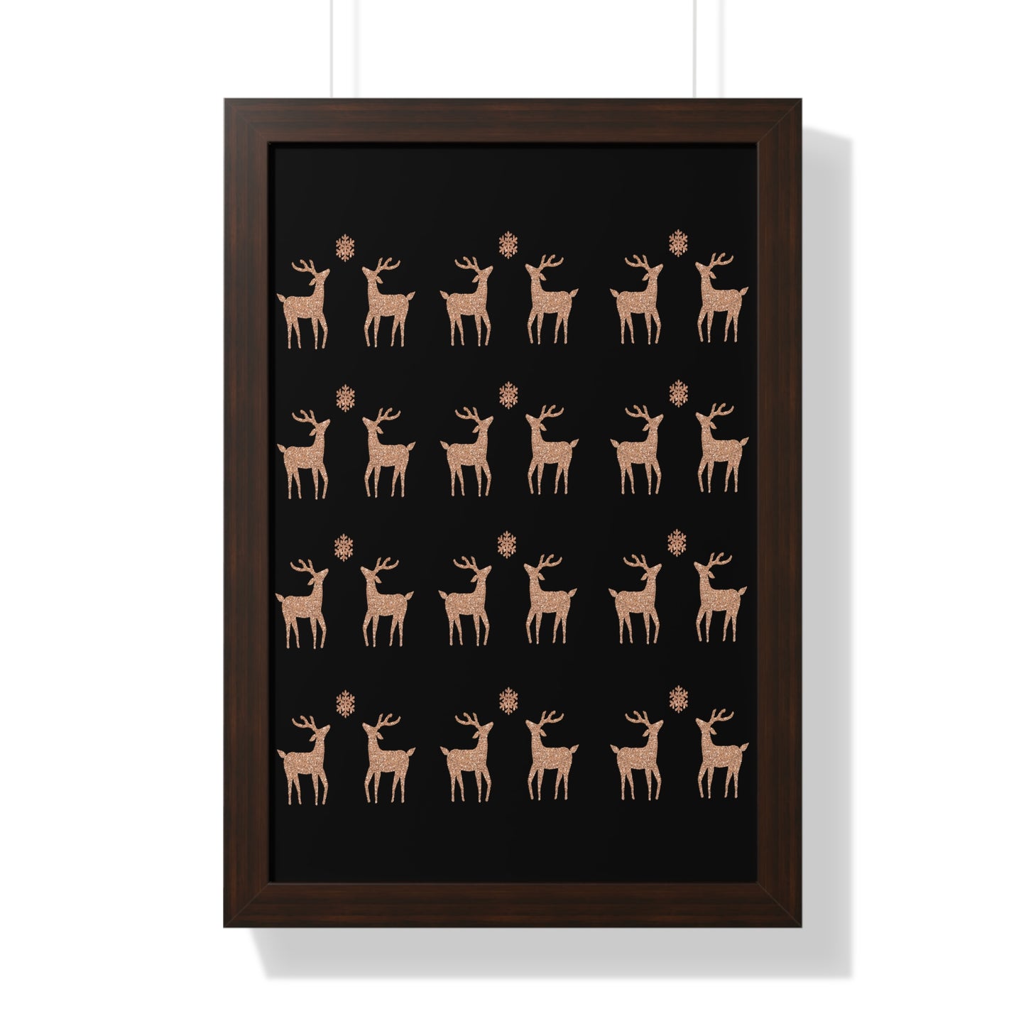 Deer Gold Pattern Framed Vertical Poster