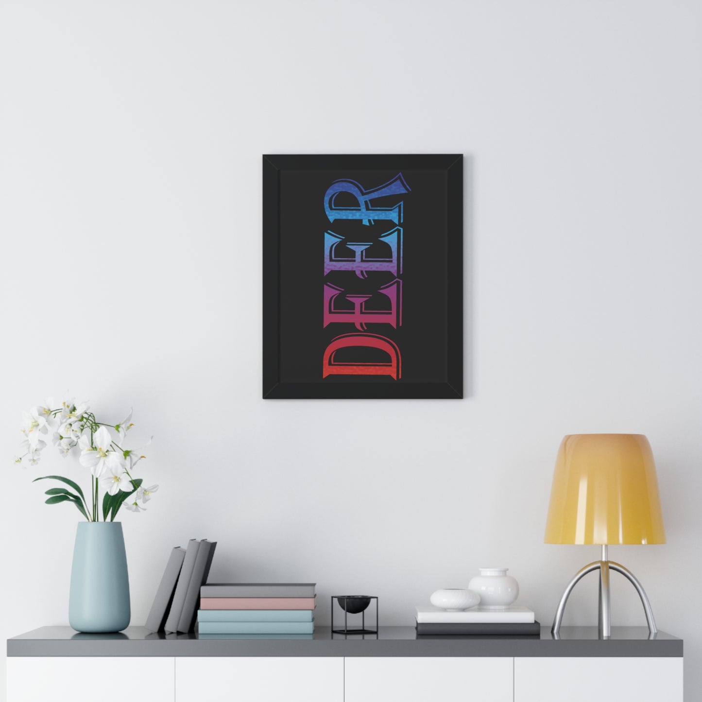 Deer Multi-Coloured Typography Framed Vertical Poster