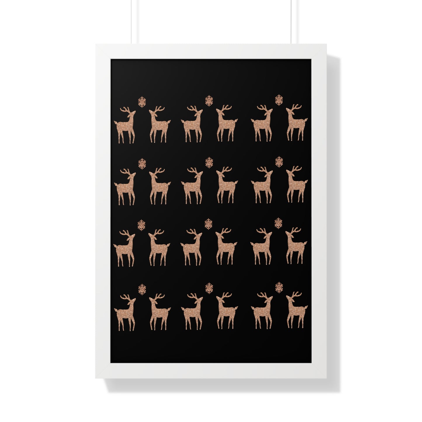 Deer Gold Pattern Framed Vertical Poster